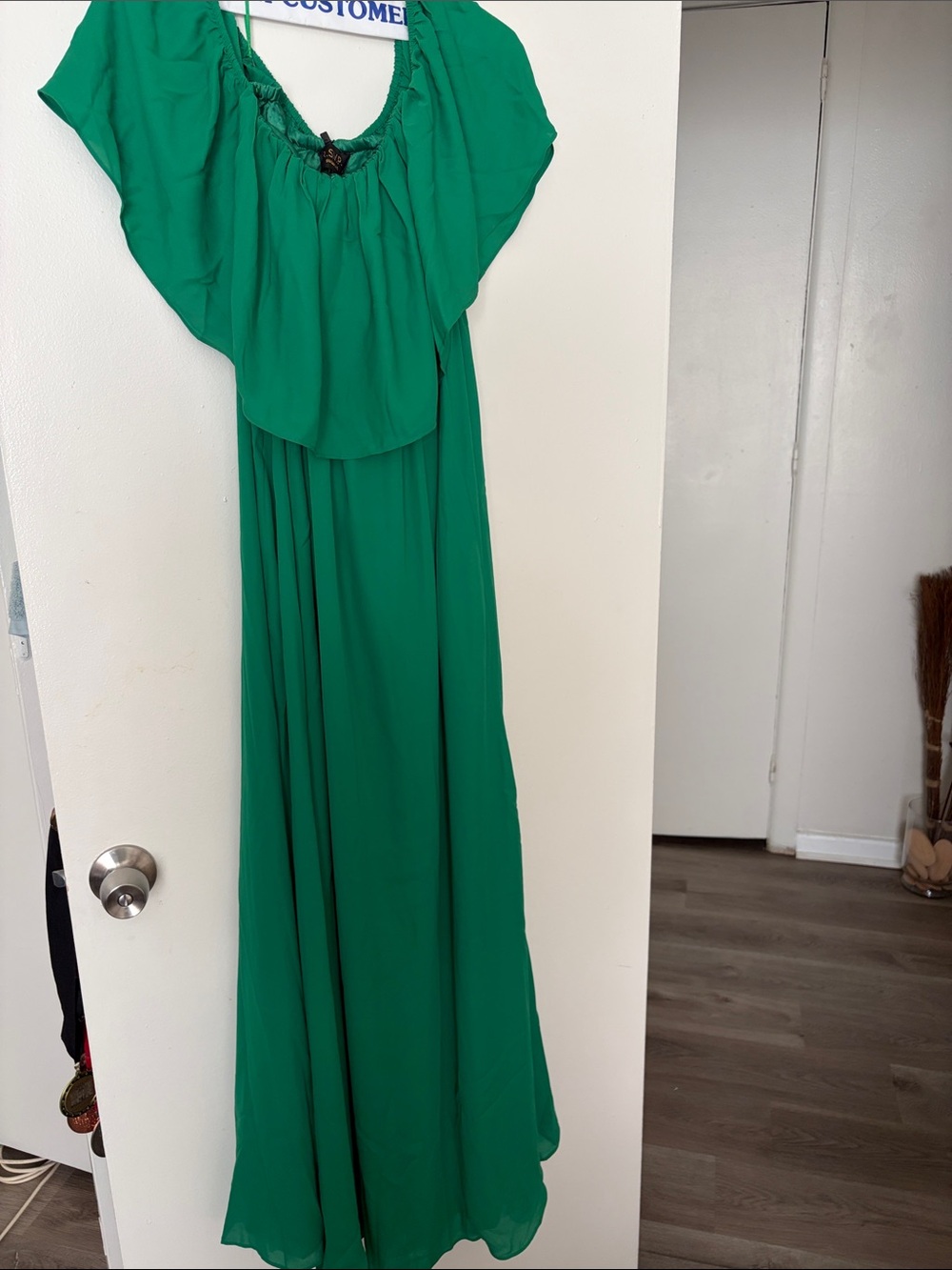 RSVP Emerald Green Maxi Dress with Ruffled Yoke